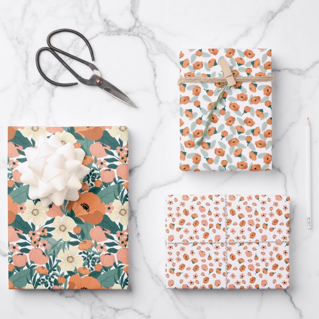 Colourful Summer Floral Wrapping Paper Sheet (Front)