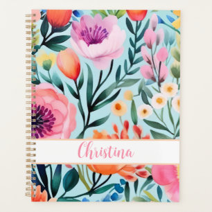 colourful summer flower design with name planner