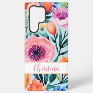 colourful summer flower design with name samsung galaxy case