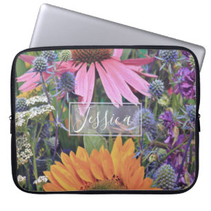 Colourful Summer Flower Garden Personalised Laptop Sleeve