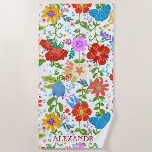 Colourful Summer Flowers Beach Towel