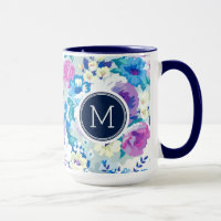 Colourful Summer Flowers Pattern Monogram