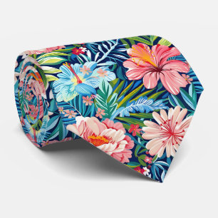Colourful Summer Flowers Pretty Floral Pattern Tie