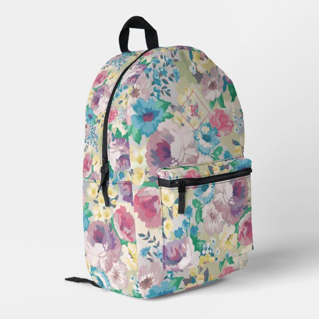 Colourful summer flowers seamless pattern printed backpack (Back Corner Left)