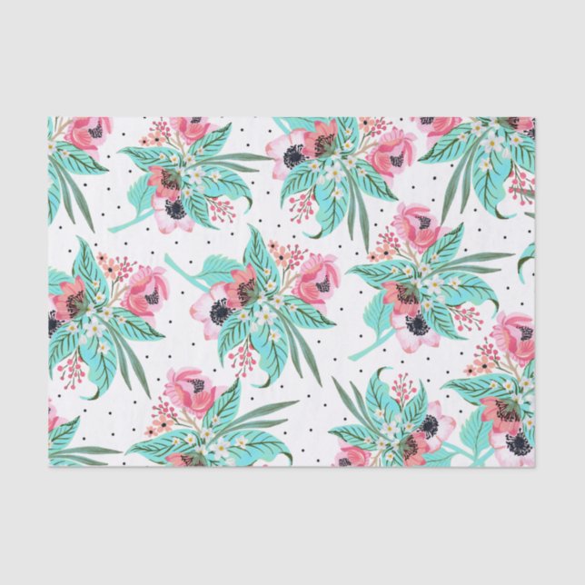 Colourful Summer Flowers Tissue Paper (Front)