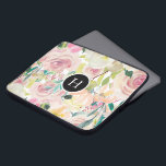 Colourful summer.flowers watercolors monogram laptop sleeve<br><div class="desc">Colourful sun drenched summer flowers watercolors with optional monogram.</div>