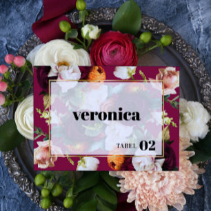 Colourful Summer Flowers Wedding Escort Card