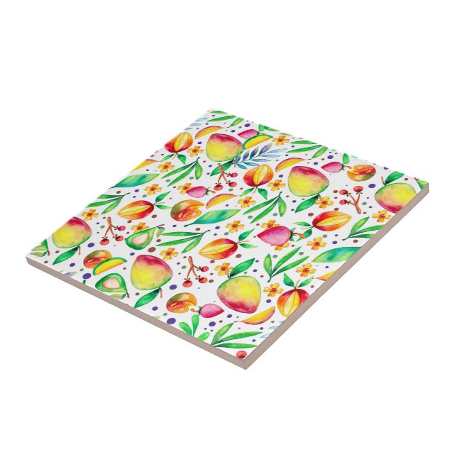 Colourful summer Frits pattern Tile (Side)