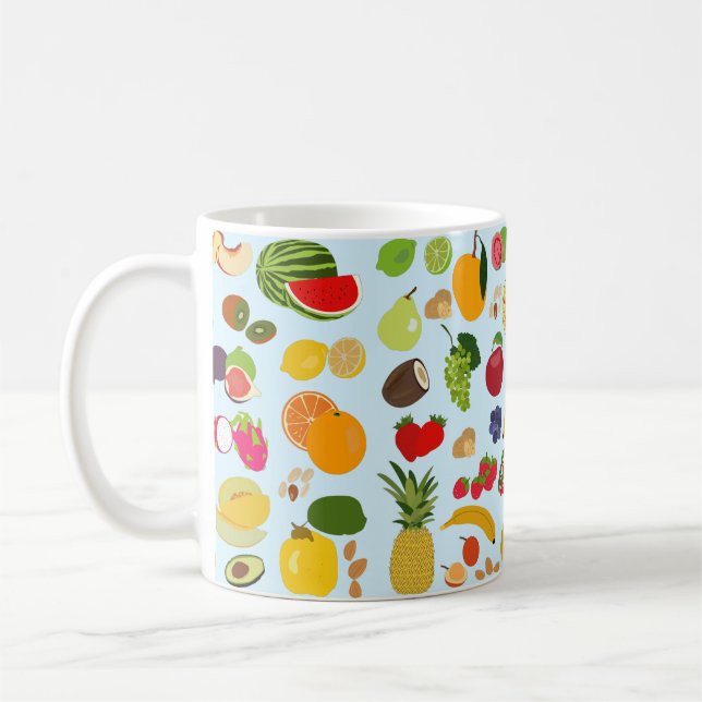 Colourful Summer Fruit Pattern Coffee Mug (Left)