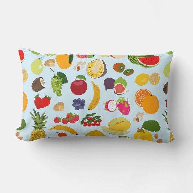 Colourful Summer Fruit Pattern Lumbar Pillow (Front)