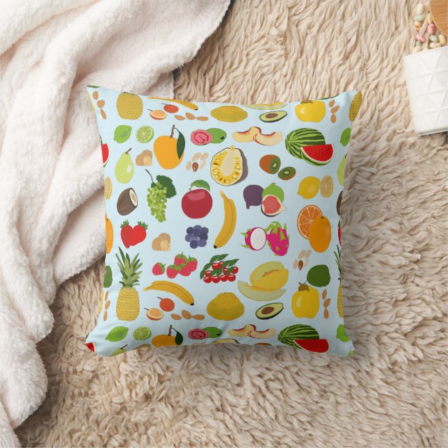 Colourful Summer Fruit Pattern Throw Pillow (Blanket)