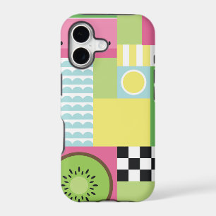 Colourful summer fruit pink green yellow mosaic