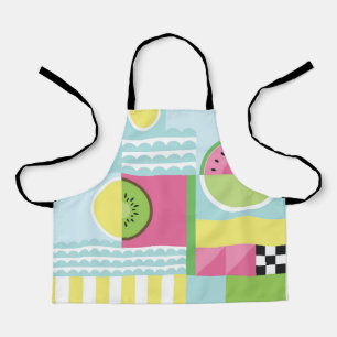 Colourful summer fruit pink green yellow mosaic apron