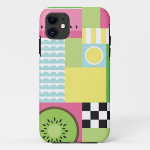 Colourful summer fruit pink green yellow mosaic iPhone 11 case