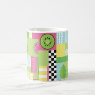 Colourful summer fruit pink green yellow mosaic  coffee mug