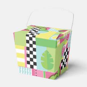 Colourful summer fruit pink green yellow mosaic favor box