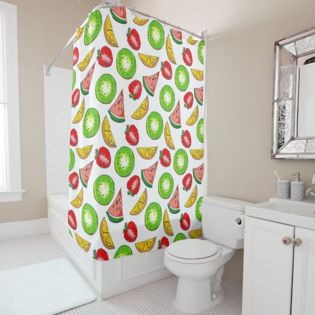 Colourful Summer Fruit Shower Curtain (In Situ)