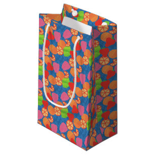 Colourful Summer Fruits Pattern on Deep Blue Small Gift Bag