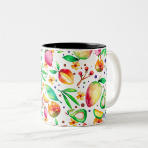 Colourful summer fruits pattern Two-Tone coffee mug
