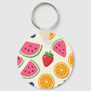 Colourful Summer Fruits Watermelon Orange Keychain