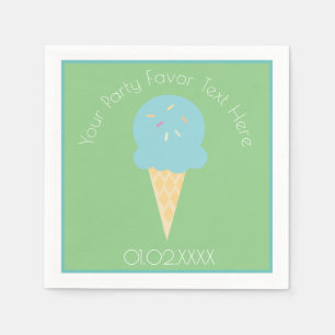 Colourful Summer Fun Ice Cream Cone Blue Napkin