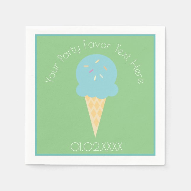 Colourful Summer Fun Ice Cream Cone Blue Napkin (Front)