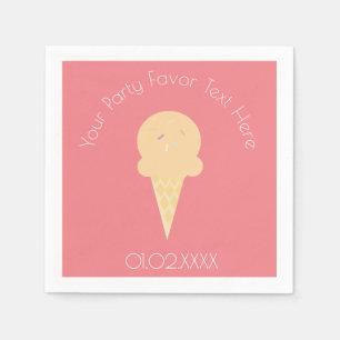 Colourful Summer Fun Ice Cream Cone Pink Napkin