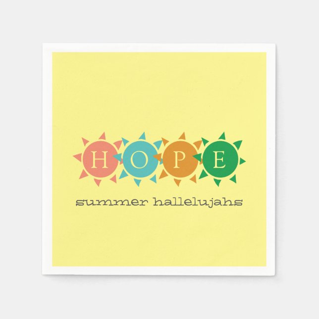 Colourful Summer Fun Sun MONOGRAM Napkin (Front)