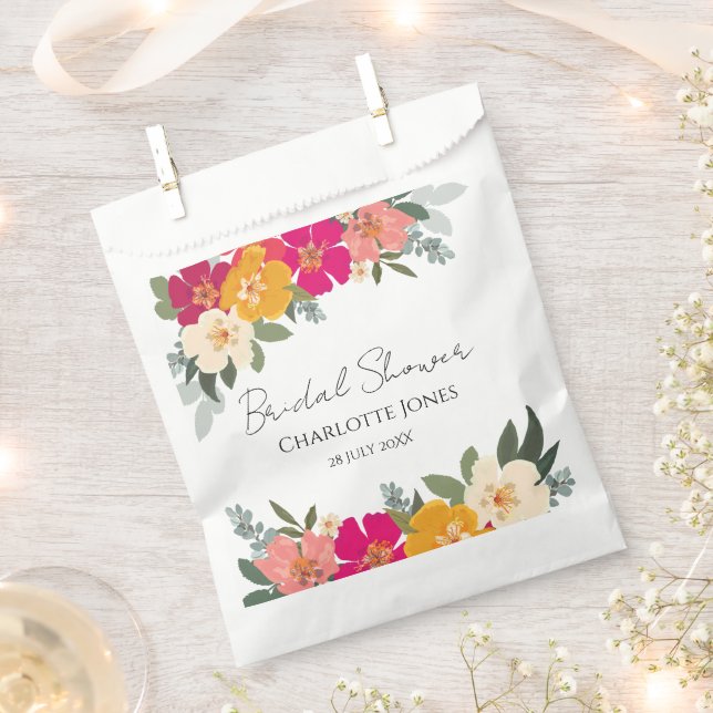  Colourful Summer Garden Bright Floral Bride Showe Favour Bag (Clipped)