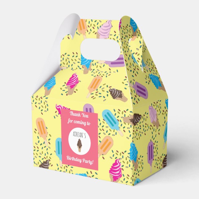 Colourful Summer Ice Cream Ice Pops Birthday Party Favor Box (Front Side)