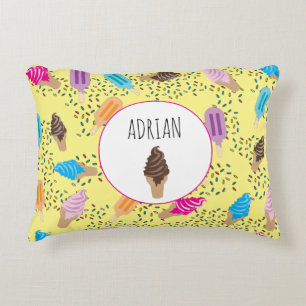 Colourful Summer Ice Cream Ice Pops Pattern Accent Pillow