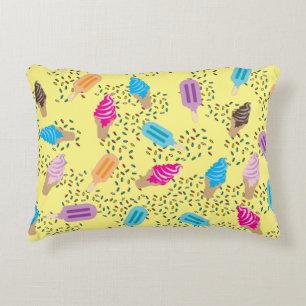 Colourful Summer Ice Cream Ice Pops Pattern Accent Pillow