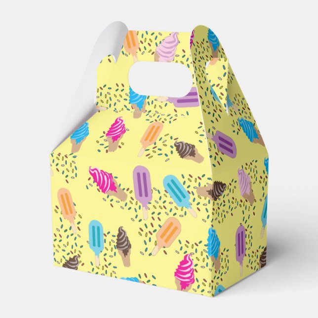 Colourful Summer Ice Cream Ice Pops Pattern Favor Box (Front Side)