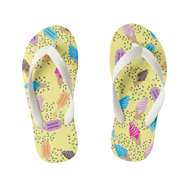 Colourful Summer Ice Cream Ice Pops Pattern Kid's Flip Flops (Footbed)