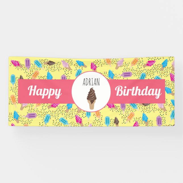 Colourful Summer Ice Cream Pattern Banner (Horizontal)