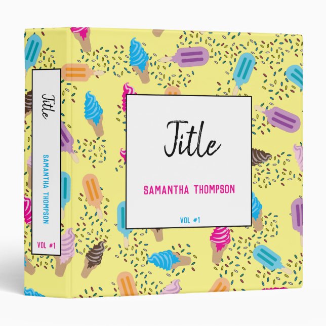 Colourful Summer Ice Cream Pattern Binder (Front/Spine)
