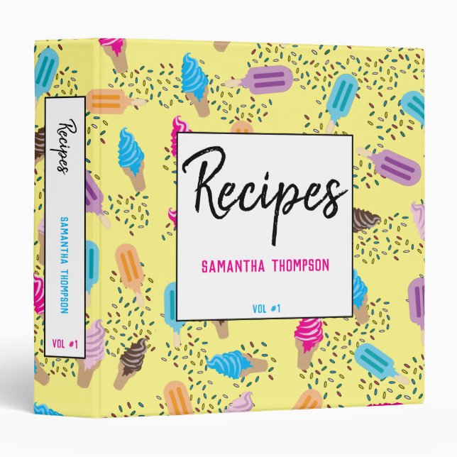 Colourful Summer Ice Cream Pattern Binder (Front/Spine)