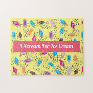 Colourful Summer Ice Cream Pattern Jigsaw Puzzle