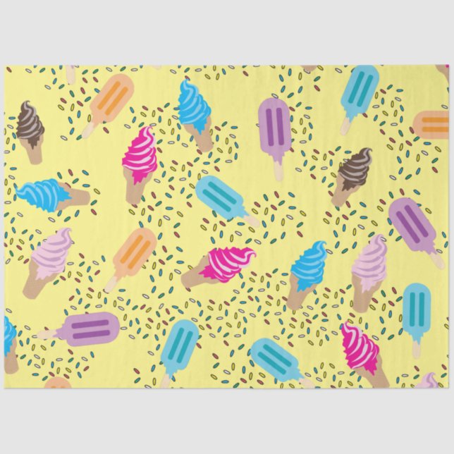 Colourful Summer Ice Cream Pattern Tissue Paper (Front)
