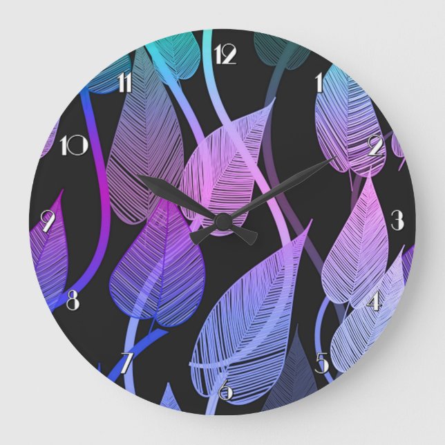 Colourful Summer Leaves Pattern Wall Clock (Front)