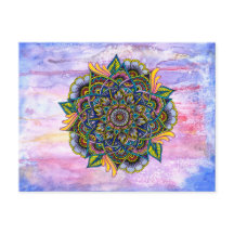 Colourful Summer Mandala w/ Watercolor Backdrop
