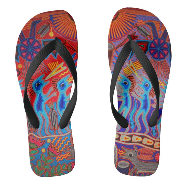 Colourful Summer Mexican Huichol Flip Flops (Footbed)