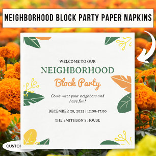 Colourful Summer Neighbourhood Block Party Napkin
