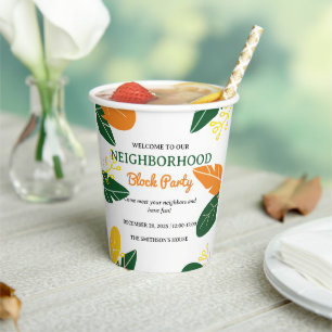 Colourful Summer Neighbourhood Block Party Paper Cups