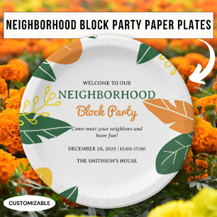 Colourful Summer Neighbourhood Block Party Paper Plate