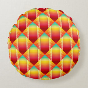 Colourful Summer Pattern - Vibrant Modern Round Pillow