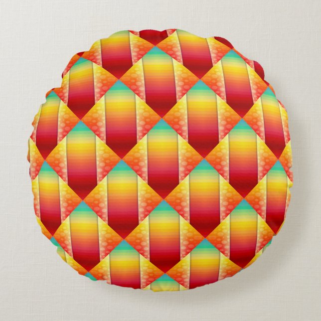 Colourful Summer Pattern - Vibrant Modern Round Pillow (Front)