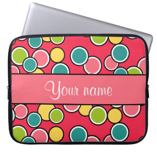 Colourful Summer Polka Dots Personalized Laptop Sleeve
