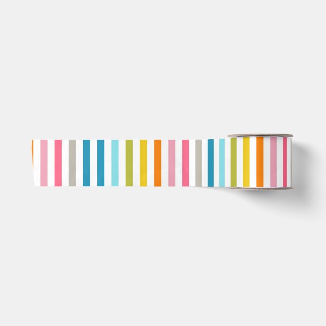 Colourful Summer Rainbow Stripes Satin Ribbon (Front)