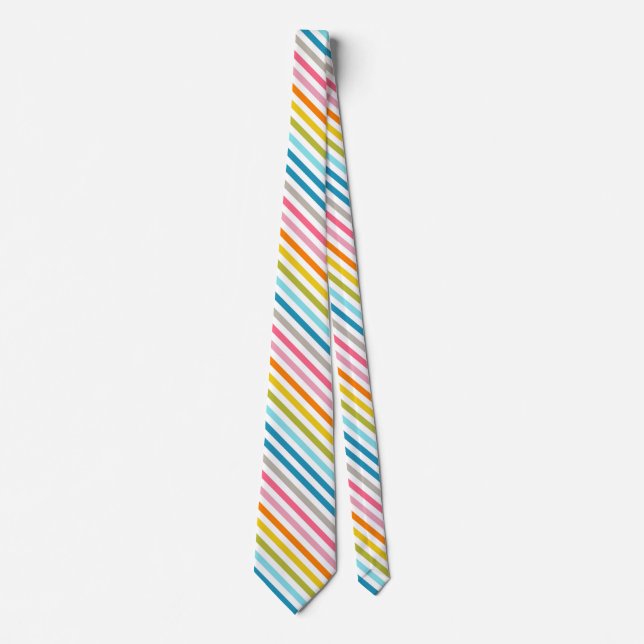 Colourful Summer Rainbow Stripes Tie (Front)
